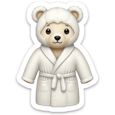 white teddy bear bathrobe sticker