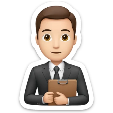Professional business manager in a suit with a clipboard sticker
