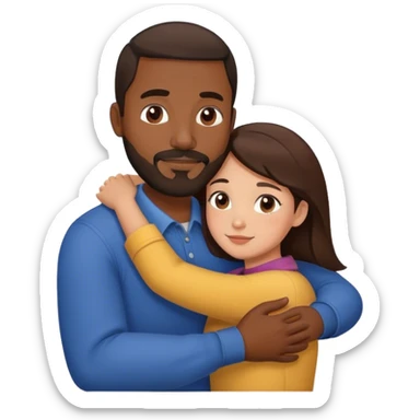 Black man with facial hair hug small pretty brunette woman sticker