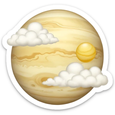 Venus Pluto planet emoji, pale yellowish-white sphere, covered in thick smooth clouds, no visible surface features, simple and round sticker