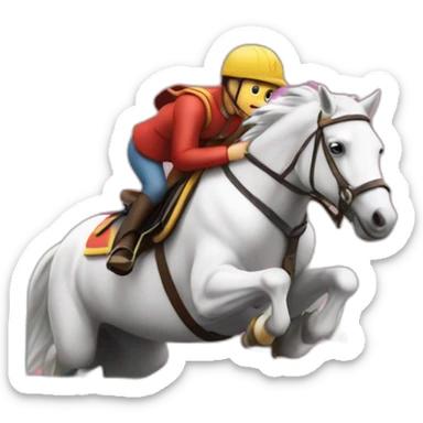 Cheval sautant au dessus d'un obstacle sticker
