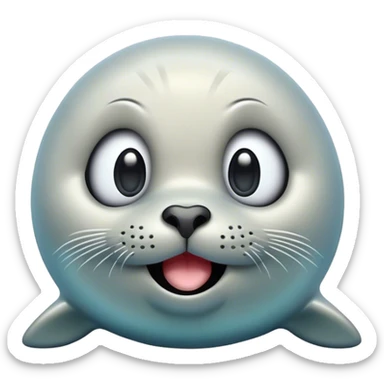 Cinematic Comical Seal Portrait Emoji, Head tilted dramatically with an exaggeratedly shocked expression, featuring a polished, streamlined body with wide, comically expressive eyes brimming with humorous disbelief, Simplified yet hilariously expressive features, highly detailed, glowing with a slightly sassy aquatic glow, high shine, dramatic yet playful, stylized with an air of quirky maritime attitude, soft glowing outline, capturing the essence of a meme-worthy seal that appears ready to side-eye its way into viral fame! sticker
