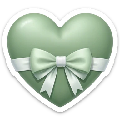 sage green heart with a bow on it  sticker