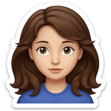 A girl with medium wavy brown hair, dark brown eyes, and fair skin sticker