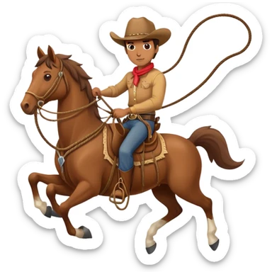 cowbow riding a horse with his lasso, wrangler sticker