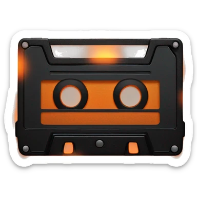 black and orange casette tape glowing sticker