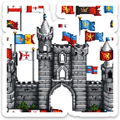 medieval castle with flags sticker