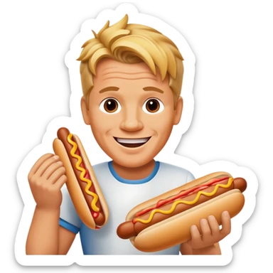 gordon ramsay hold a hotdog, happy smile sticker