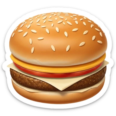 single hamburger bun, smooth golden-brown domed top with white sesame seeds, soft pillowy base, clean edge, no filling or extras, soft lighting, subtle shadows, emoji scale sticker