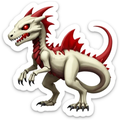 Shiny White Evil Glowing Eldritch Skeletal Creepy Edgy Badass Cool Marowak-Salandit-Duskull-Darkdramon-fusion with bloody red markings sticker