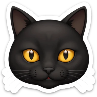 The face of a black cat with a hip frown (thin cheeks, not much hair) sticker