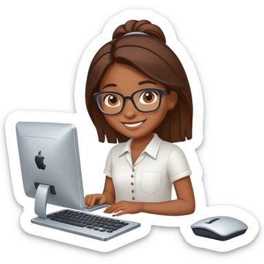 Girl programmer with computer sticker