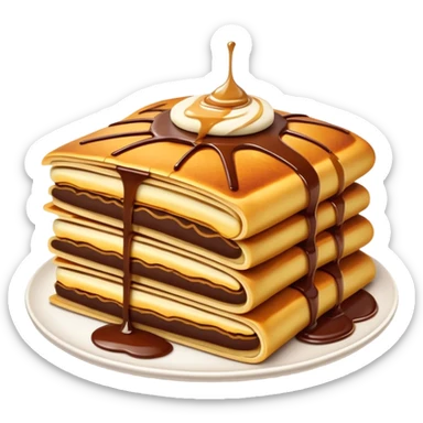 Cinematic Realistic Martabak Manis Dessert Emoji, depicted as a thick, sweet pancake filled with chocolate, cheese, and condensed milk rendered with detailed textures and vibrant, indulgent lighting. sticker