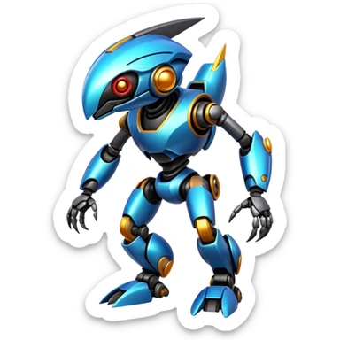 Shiny Epic Edgy Cool Colorful Vibrant Modern Futuristic Robot-Vernid-Protogen-creature-animal, full body  sticker
