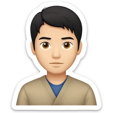 Assault blackhair Asian man sticker