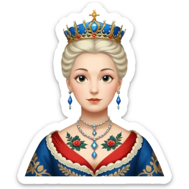 realistic cinematic Russian Empress Catherine the Great depicted with Victorian-style body tattoos sticker