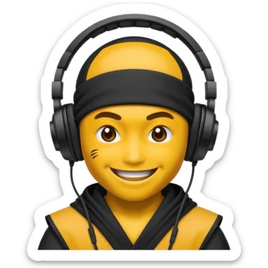 Make a customized    emoji that has dj headphones on and a ninja outfit sticker