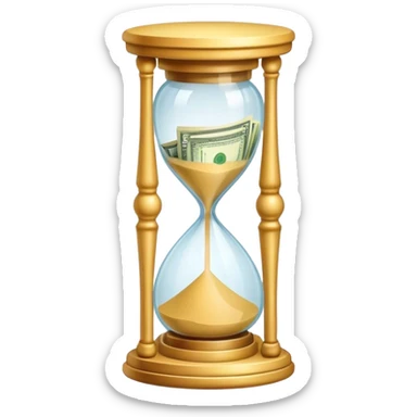 Sandglass with banknotes sticker