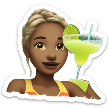 Girl Enjoying a 40 ounce margarita (HUGE) on a lazy river sticker