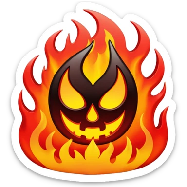 hell view with Red and black with fire, devily sticker