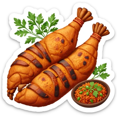 chicken tandoori whole leg  with  tandoori red masala rice sticker