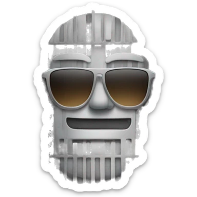 a gray stainless steel grill grate with sunglasses, iphone emoji style sticker