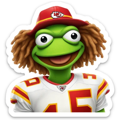 Kermit the frog in Kansas chiefs jersey sticker