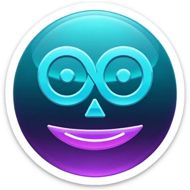 futuristic minimalistic emoji icon, letters "G" formed by three glowing digital lines representing Storm, Atom and NoizeGames, neon purple (#8B5CF6) and cyan (#00E0FF) on dark background, modern tech style, 1:1 aspect ratio sticker