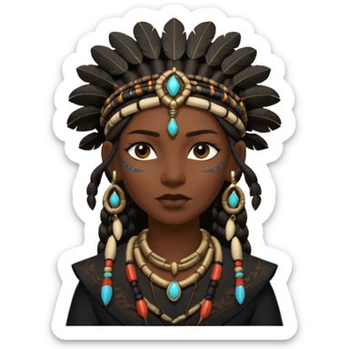 shaman woman in black clothes sticker