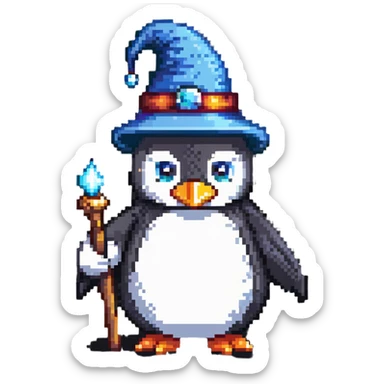 penguin wizard with magical powers sticker