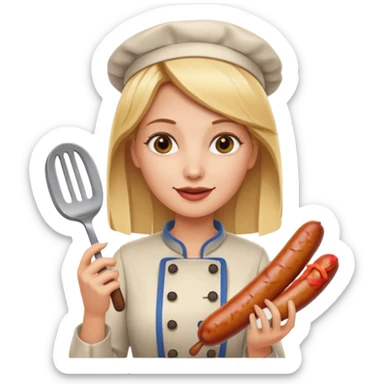 Naked blonde holding weiner sticker