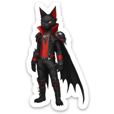 cool edgy black punk red fantasy nargacuga-bat-cat-Fakemon collar harness full body sticker