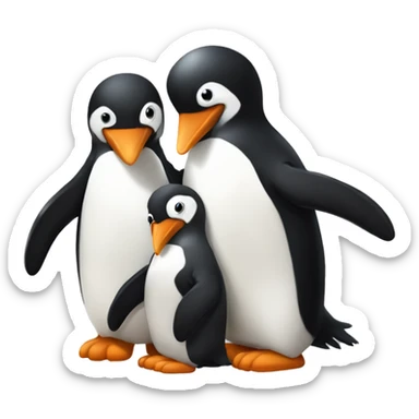 Dos pingüinos bebés tomándose de las aletas  sticker