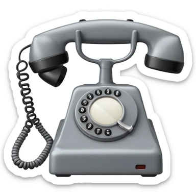 Minimalist emoji-style sticker of an old phone receiver with no signal waves, cracked and floating. Desaturated tones.
 sticker