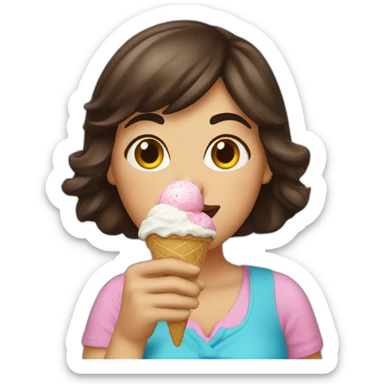 Brunette Woman lick ice cream sticker