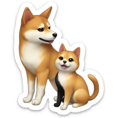 shibainu and black cat being-in-love sticker