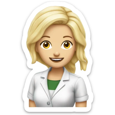 german blonde women working in doner kebap shop, white skin sticker