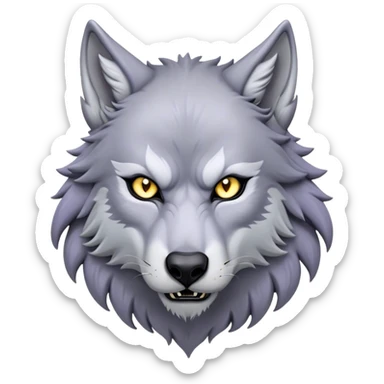 Cinematic Noble Werewolf Portrait Emoji, Formidable and majestic, with a powerful lupine silhouette in moonlit grays and silvers, featuring piercing, wise eyes and a dignified snarl that hints at untamed strength, simplified yet intricately detailed, glowing with a soft, lunar outline that encapsulates the noble duality of feral instinct and loyal guardianship! sticker