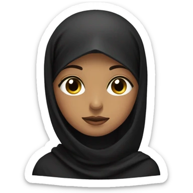 meditating woman with hazel eyes, wearing a black hijab sticker