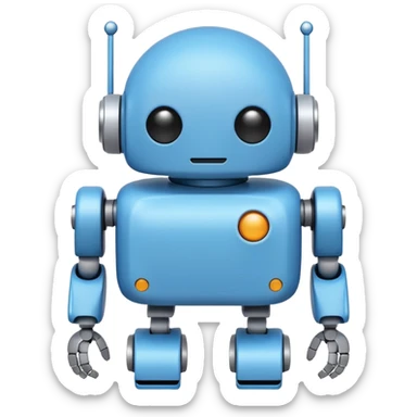 Minimal flat vector emoji of a cute Android-style robot, rounded head with small antennae, white circular eyes, simple rectangular body, short rounded arms and legs, solid dark color, clean silhouette, no gradients or shadows, centered on white or transparent background. sticker