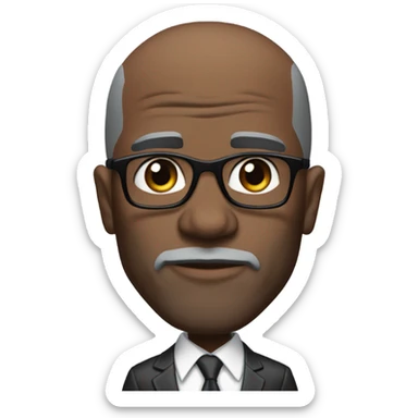 deon sanders with small round face and suit and glasses and buzz cut and small black eyes and small gray bearded and small black eyes and wrinkled forehead sticker