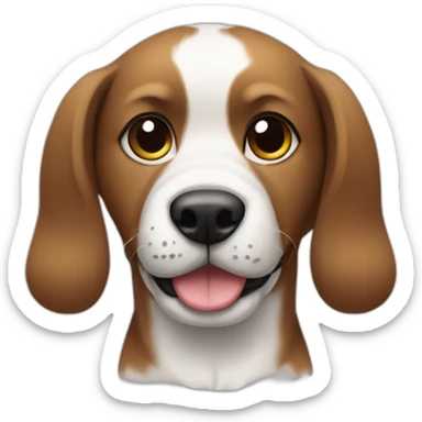 A dog with black white brown skin and a tennis ball in he’s hands sticker