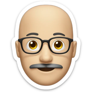 a happy bald man with moustache and long black beard sticker
