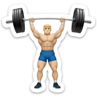 Emblem symbolizing weightlifting, featuring a barbell with heavy weights on either side, lifted above a strong, determined figure. The design conveys strength, focus, and the precision required in the sport. The barbell is centered, with a dynamic, bold style to emphasize power and athleticism.  sticker