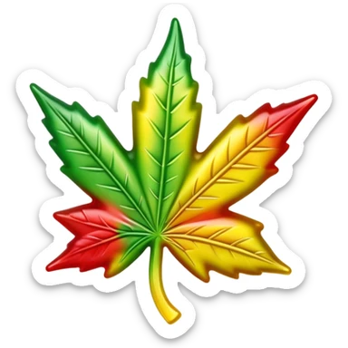 colorful shiny gusher gummy shaped like a cannabis leaf sticker