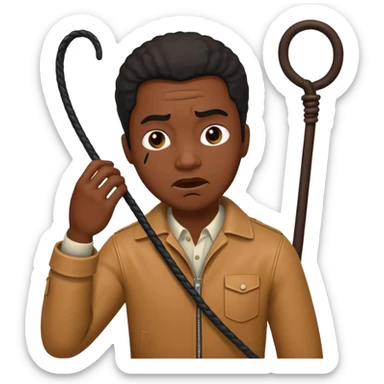 A black man getting hit by a whip sticker