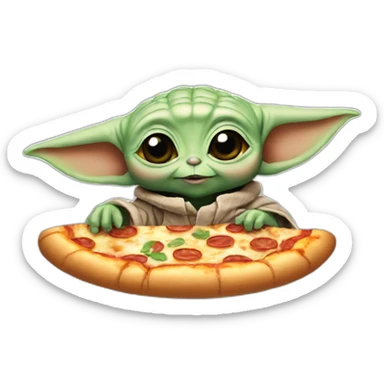 baby yoda eating pizza sticker