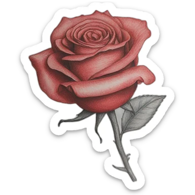 Drawing sketch of Rose from the Titanic on paper red crayon sticker