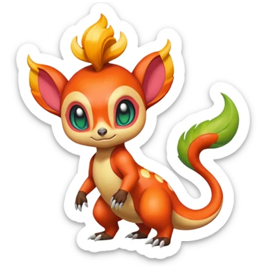 Colorful Exotic Meloetta-Chimchar-Virizion-Venom-Stitch-Fakémon-creature-hybrid sticker
