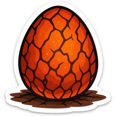 Remove the background from the cartoon-style lava egg, keep bright orange and red colors, glowing magma cracks, with no background, transparent background sticker